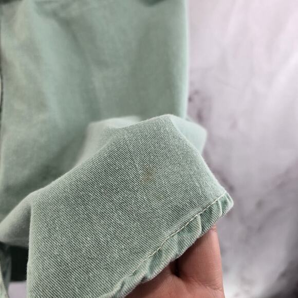 Vintage Shirt Womens Medium Green Tank Snap Sleeveless Shirt 90s Seafoam Muscle - Picture 7 of 12